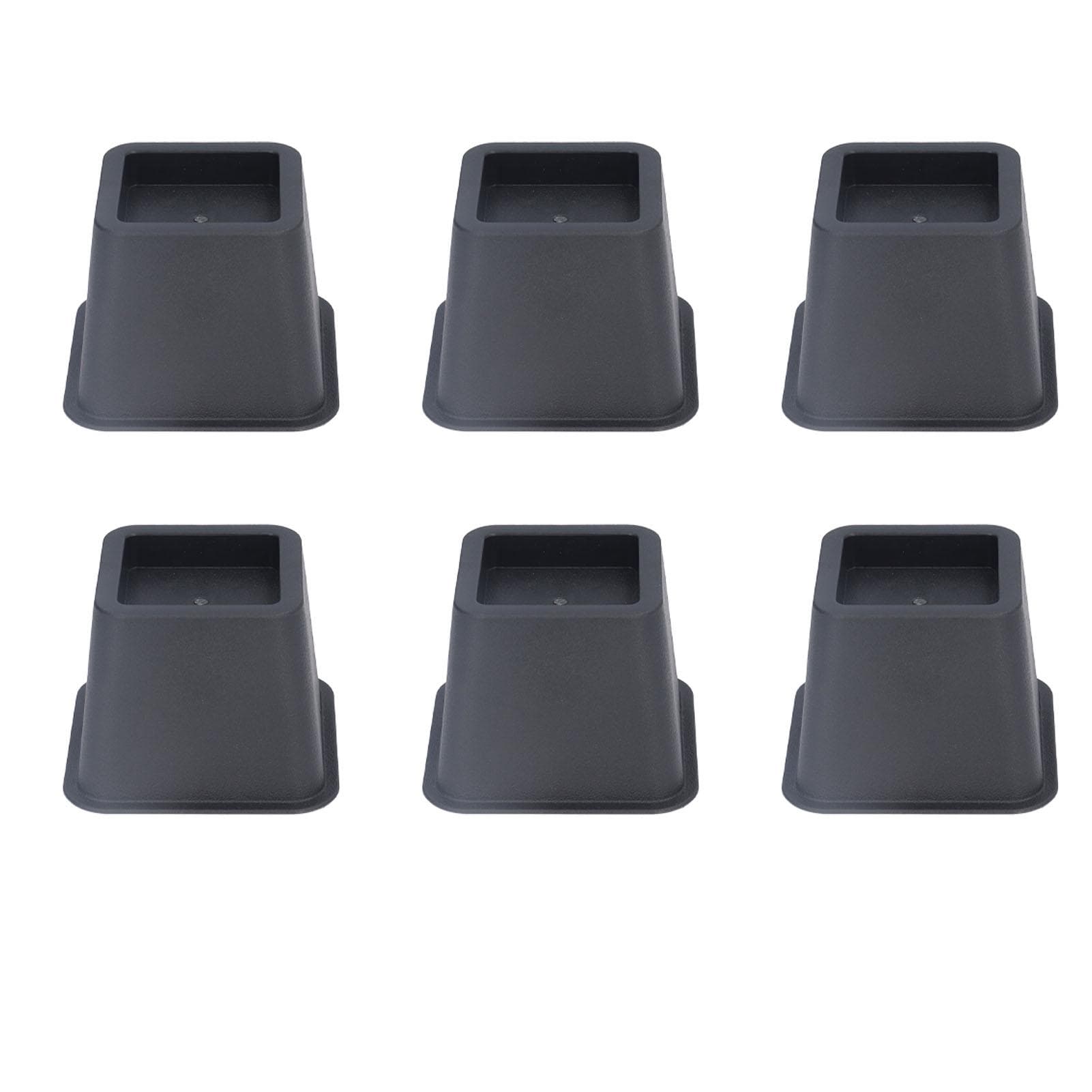 6Pcs 3 Inch Trapezoid Furniture Risers Sofa Leg Pads for Bed Table Cabinet Sofa Feet Black