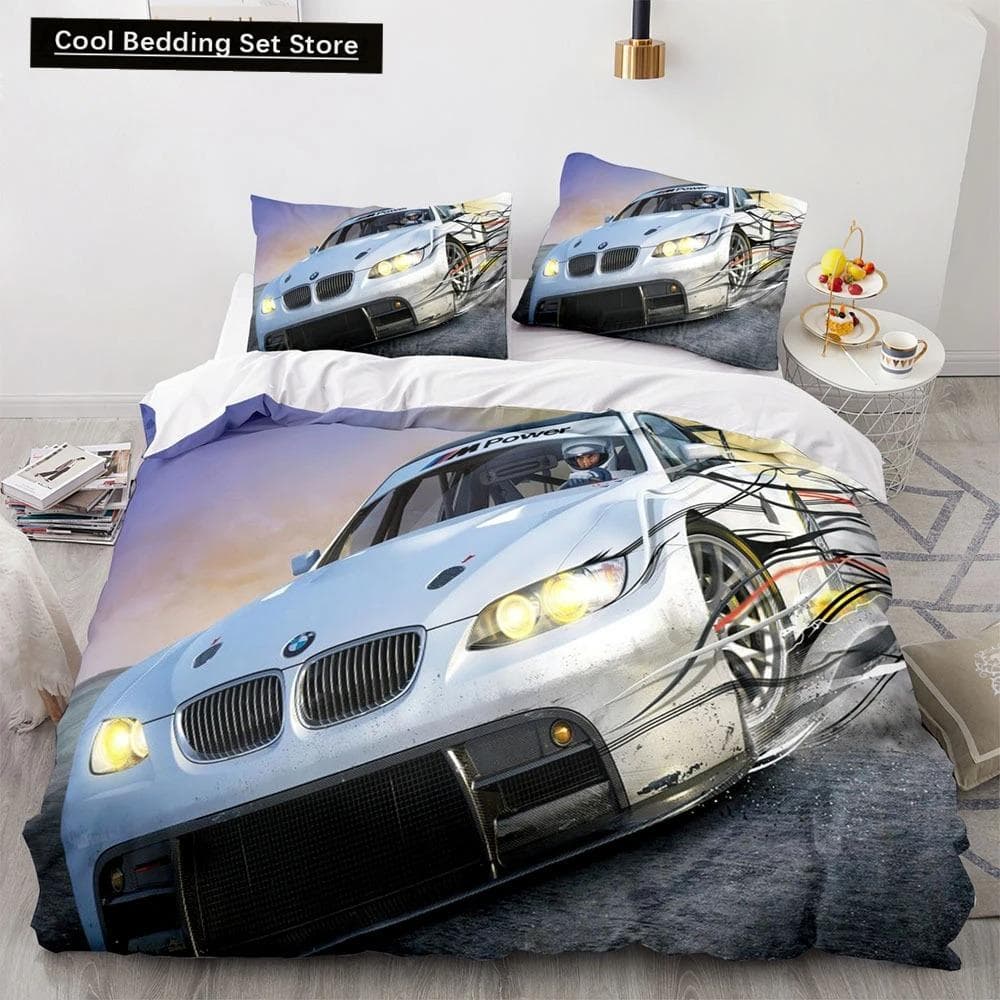 Sports Car King Queen Duvet Cover Cool Colorful Supercar Pattern Bedding Set for Men Adult Race Car 23pcs Polyester Quilt Cover AU Single 140x210cm