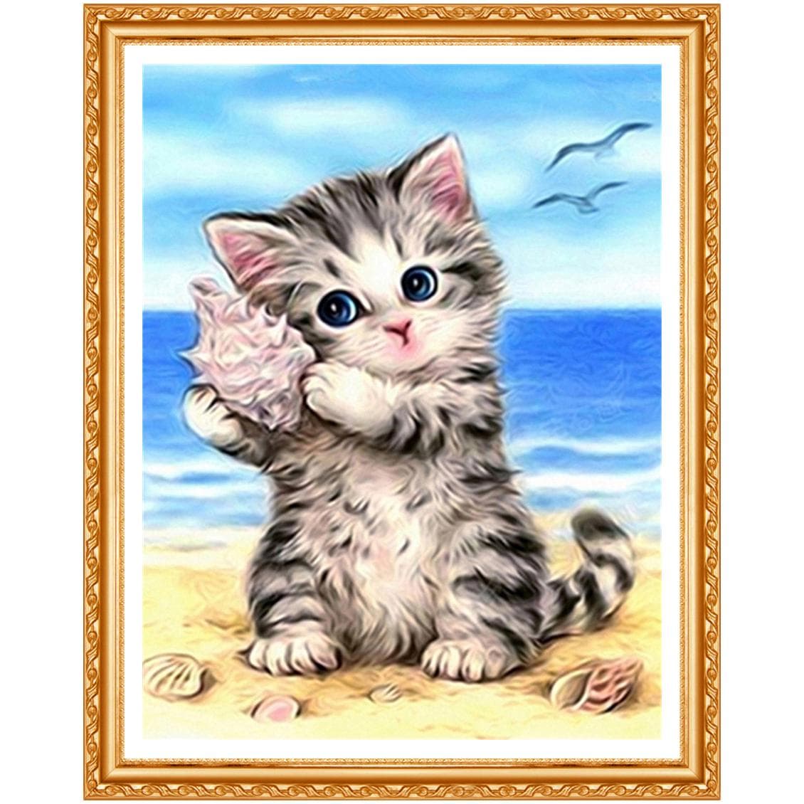 5D Diamond Painting Cross Stitch Embroidery Cat Full Round Rhinestones Pattern Home Decor Needle 20X30CM