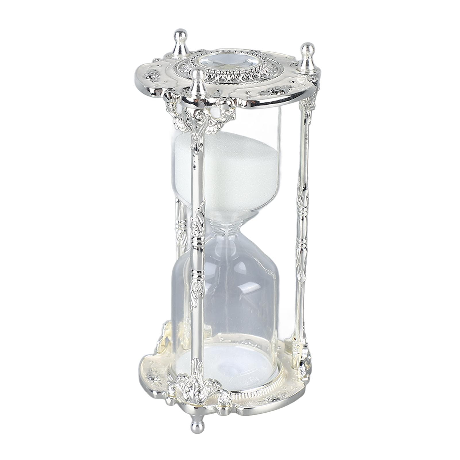 Antique Sand Hourglass Timer Metal Elegant 15 Minutes Decorative Hourglass for Wedding Home Desk white