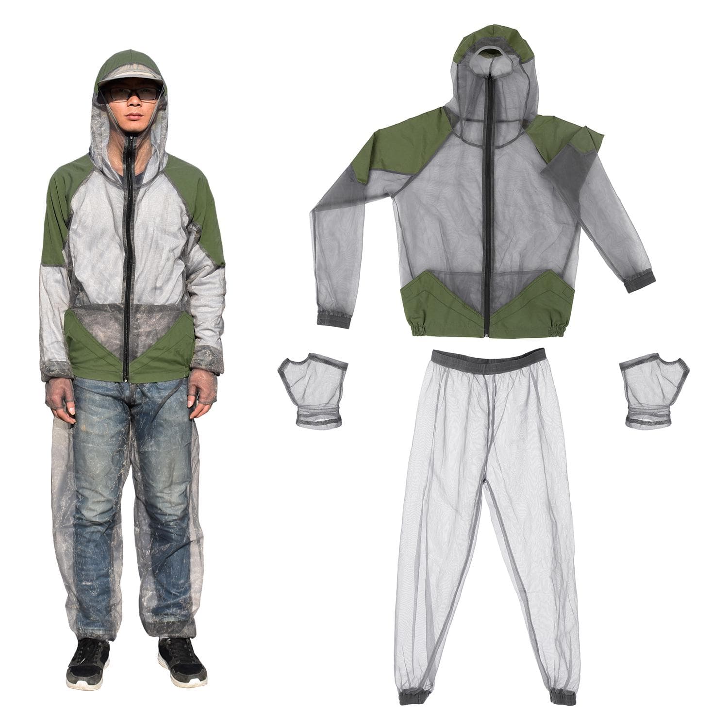 Outdoor Mosquito Repellent Suit Bug Jacket Mesh Hooded Suits Fishing Hunting Camping Jacket Insect L