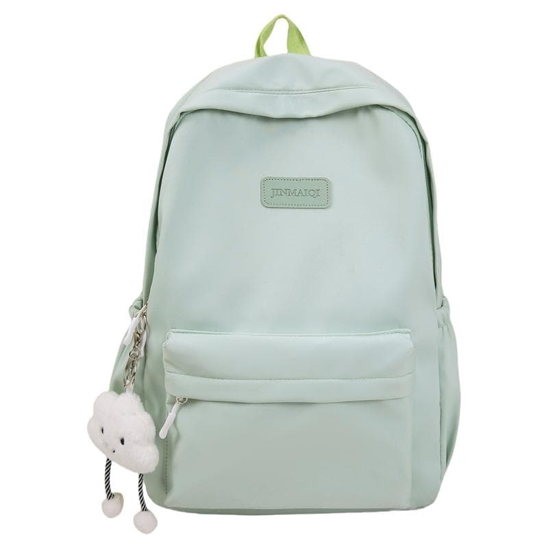 Junior High School Schoolbag Women's Backpack Solid Color Backpack green