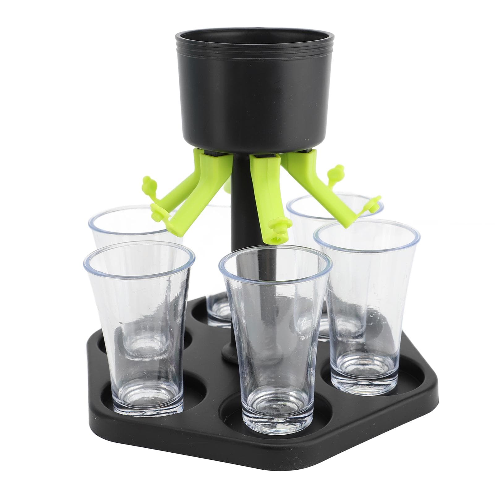 Party Drink Shot Dispenser Uniform Distribution 6 Shot Pourer with Plastic Glass for Bar