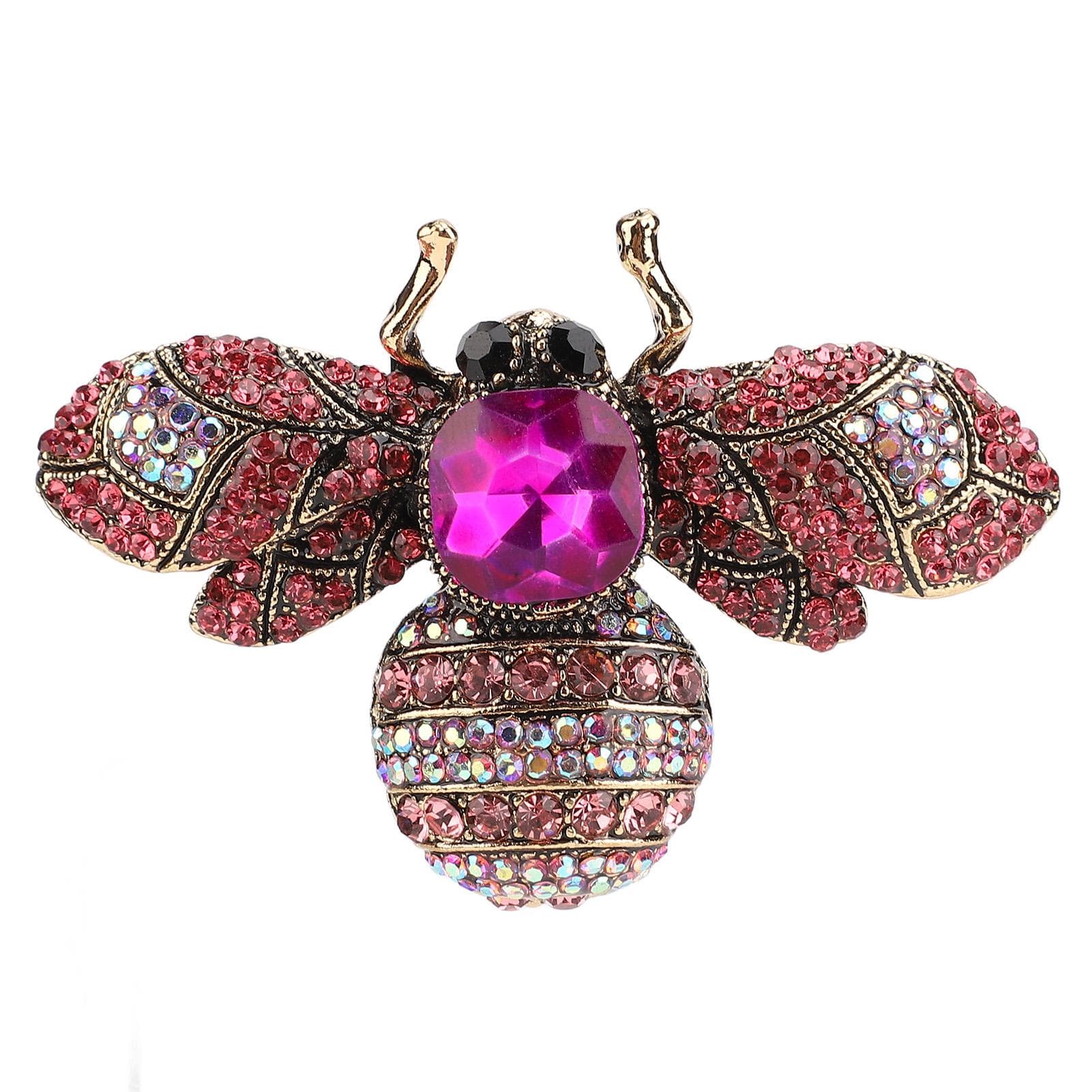 Brooch Jewelry Retro Bee Shape Alloy Attractive Decorative Rhinestones Pin Ornament for Coat Suit