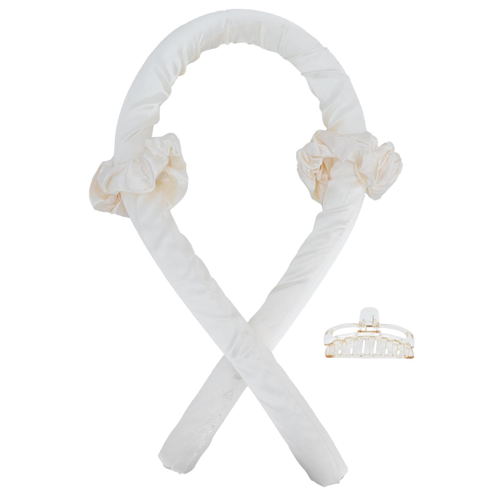 Heatless Hair Curler Foam Roller No Heat Curling Rod Headband with Hair Clip HairbandsBlack