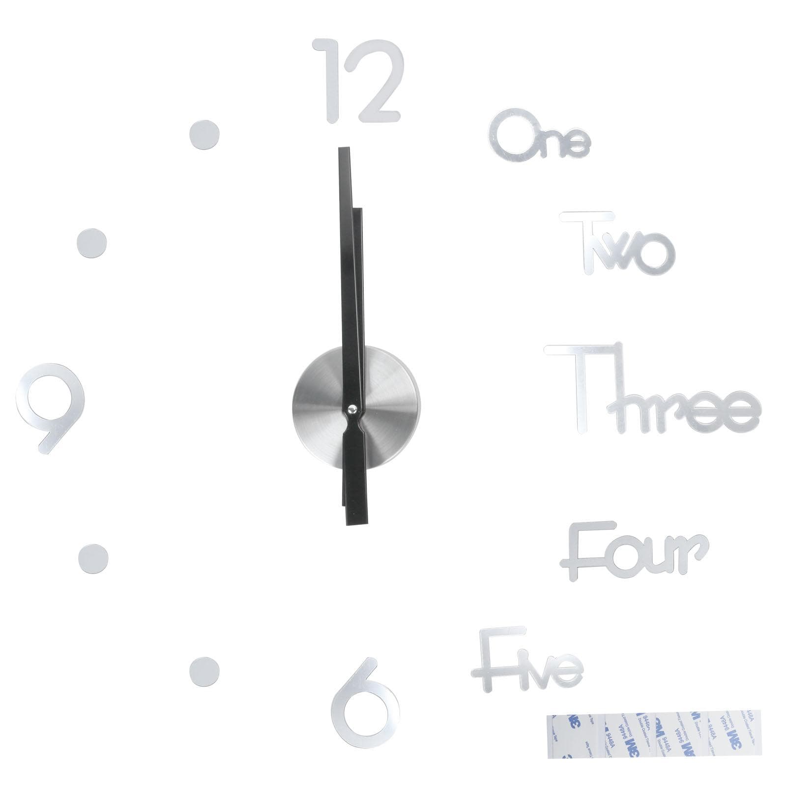Frameless Adhesive Wall Clock DIY Mirror Surface Sticker for Home Office Room DecorLarge Silver silver