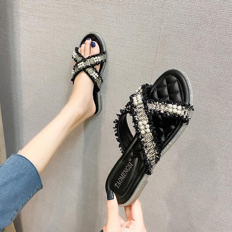 Transparent Sandals Women's Summer Outerwear Sandals and Slippers Women's Flat Roman Sandals Large Size Women's Shoes 33