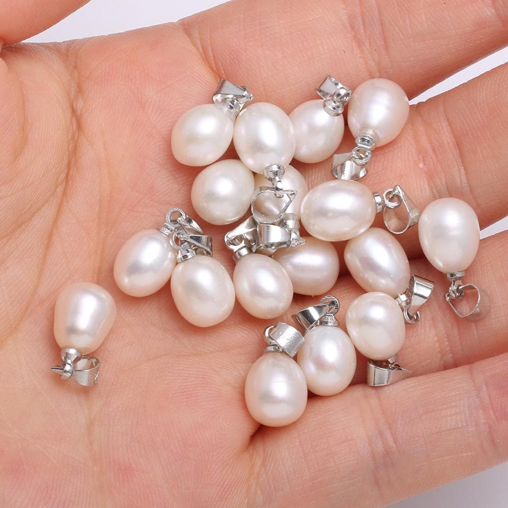 2Pcs/5pcs/10pcs/14pcs natural freshwater pearl pendant charms for DIY necklace anklet bracelet ring sewing craft jewelry accessory making 2pcs white