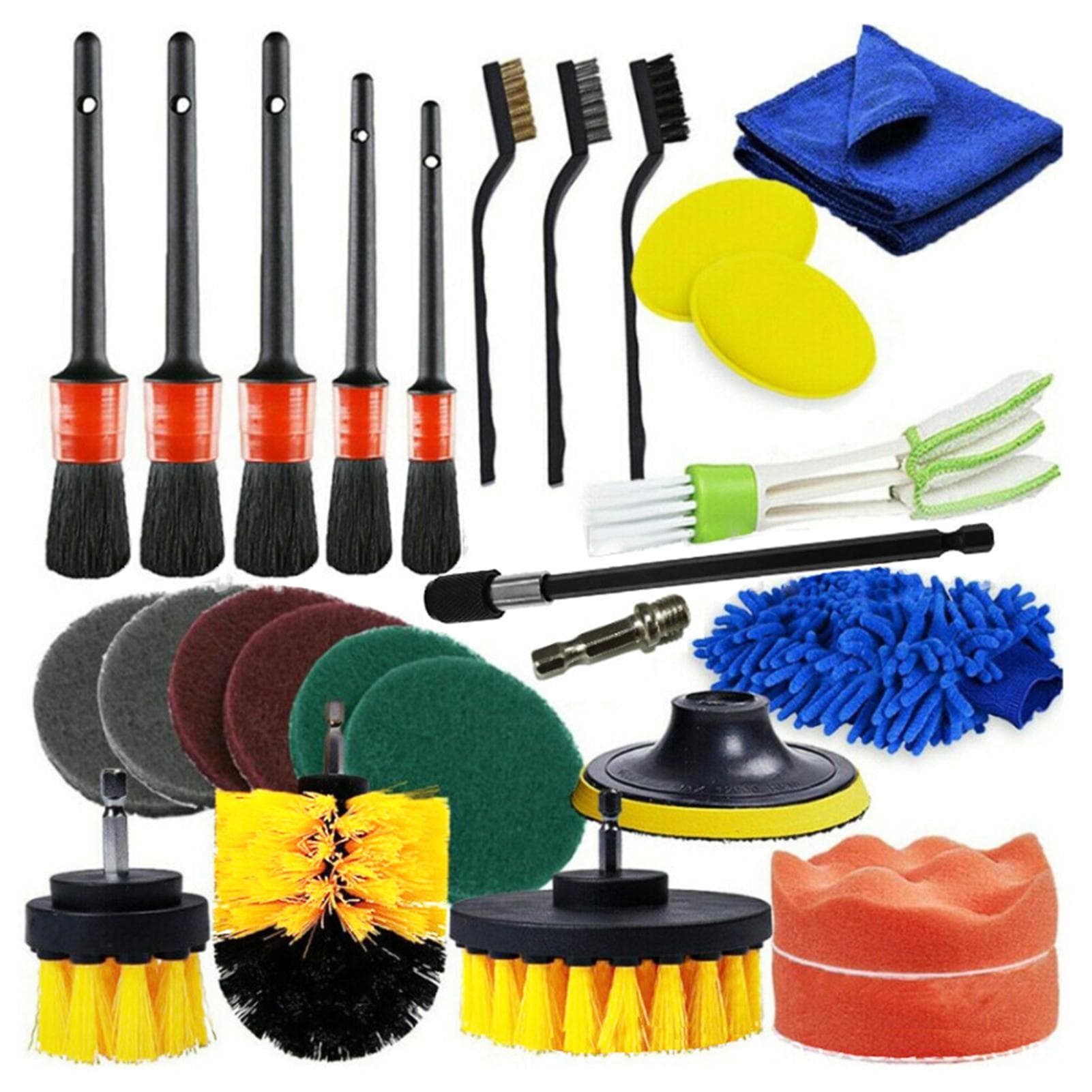 Geevorks 26 PCS Drill Brush Attachments Car Detailing Brush Kit for Auto Exterior and Interior