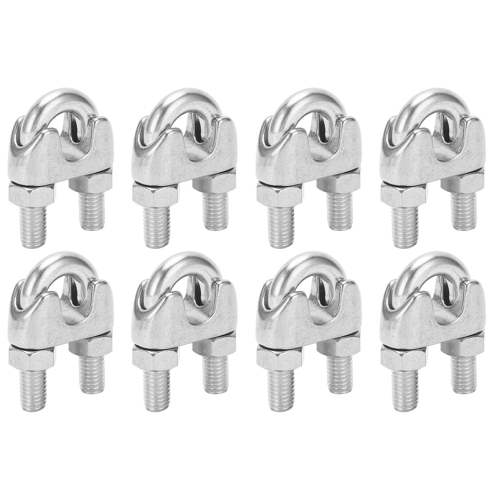 8pcs 38 Inch M10 Stainless Steel Wire Rope Cable Clip Clamp U Bolt Saddle Fastener