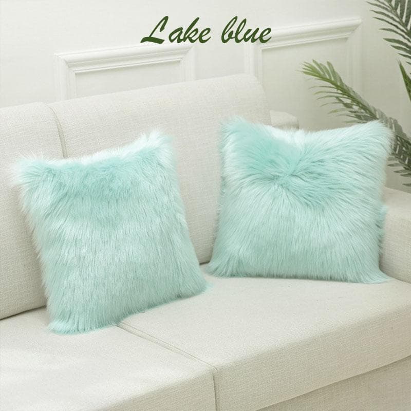 45X45Cm Soft Fur Plush Cushion Cover Home Decor Pillow Covers Living Room Bedroom Sofa Decorative Pillowcase Shaggy Fluffy Cover lake blue