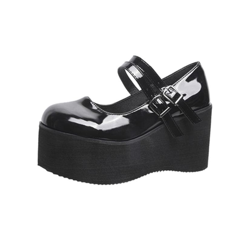Summer 2022 Retro Patent Leather Mary Jane Shoes - Round Toe, Size 43, Platform Wedge Heel, Shallow Mouth EU 41