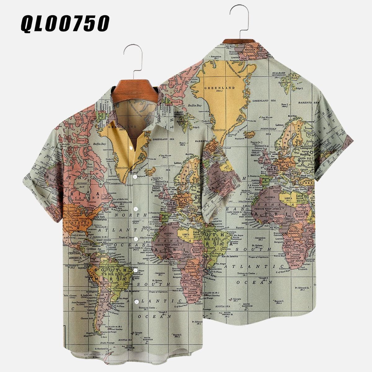 Hawaiian Shirts Map 3d Print Shirt Men's Women's Shirts Men's Casual Vocation Lapel Shirt Summer Beach Camisa Trip Blouse Casual M