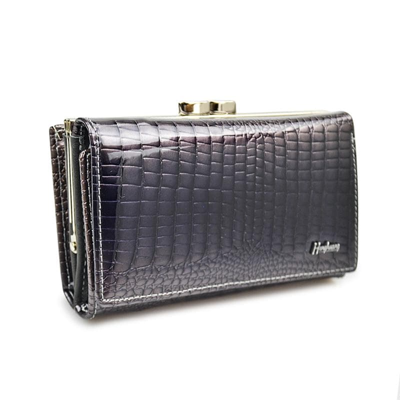 Women Wallet Genuine Leather Luxury Brand Fashion Fashion Short Female Alligator Hasp Lady Coin Purses Small Wallets gray