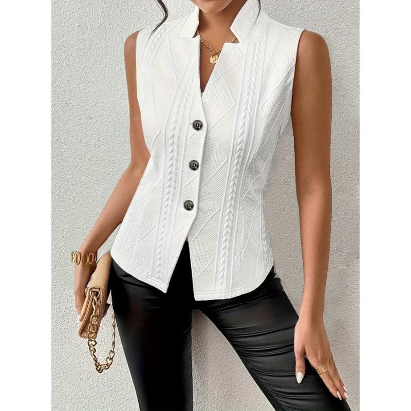 Women's New Fashion Commuter Buttoned Suit Undershirt Undershirt S white