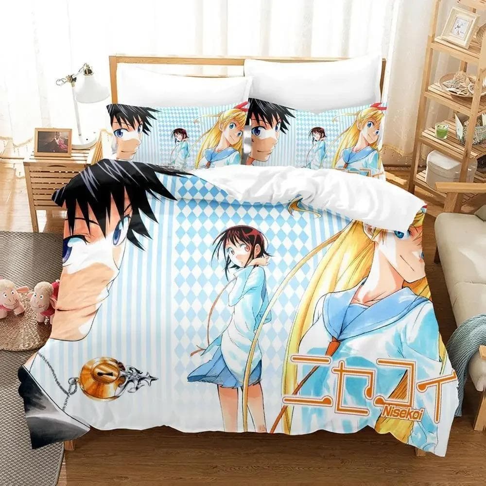 New Nisekoi Bedding Set Single Twin Full Queen King Size Bed Set Adult Kid Bedroom Duvetcover Sets 3D Print Anime Bed Sheet Set 70x133cm 2pcs