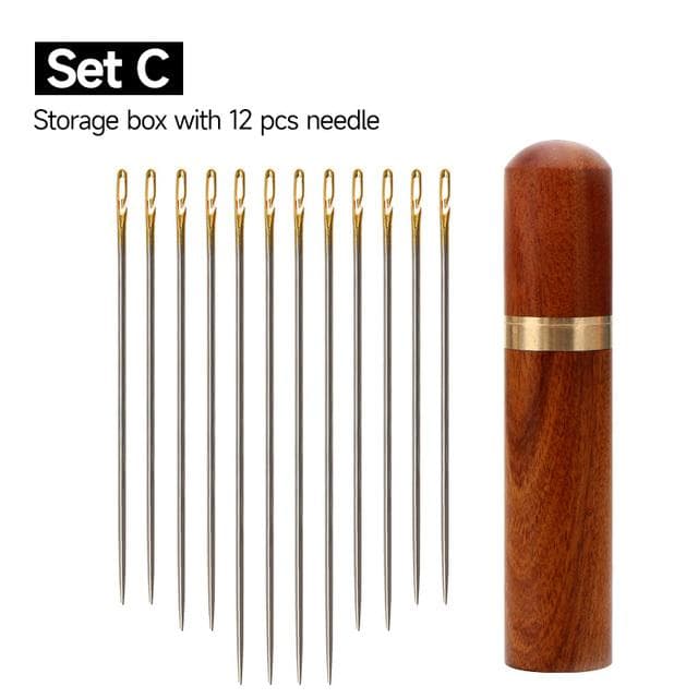 12/36PCS Sewing Needles Multi-size Side Opening Stainless Steel Darning Sewing Household Hand Tools 12PCS Box