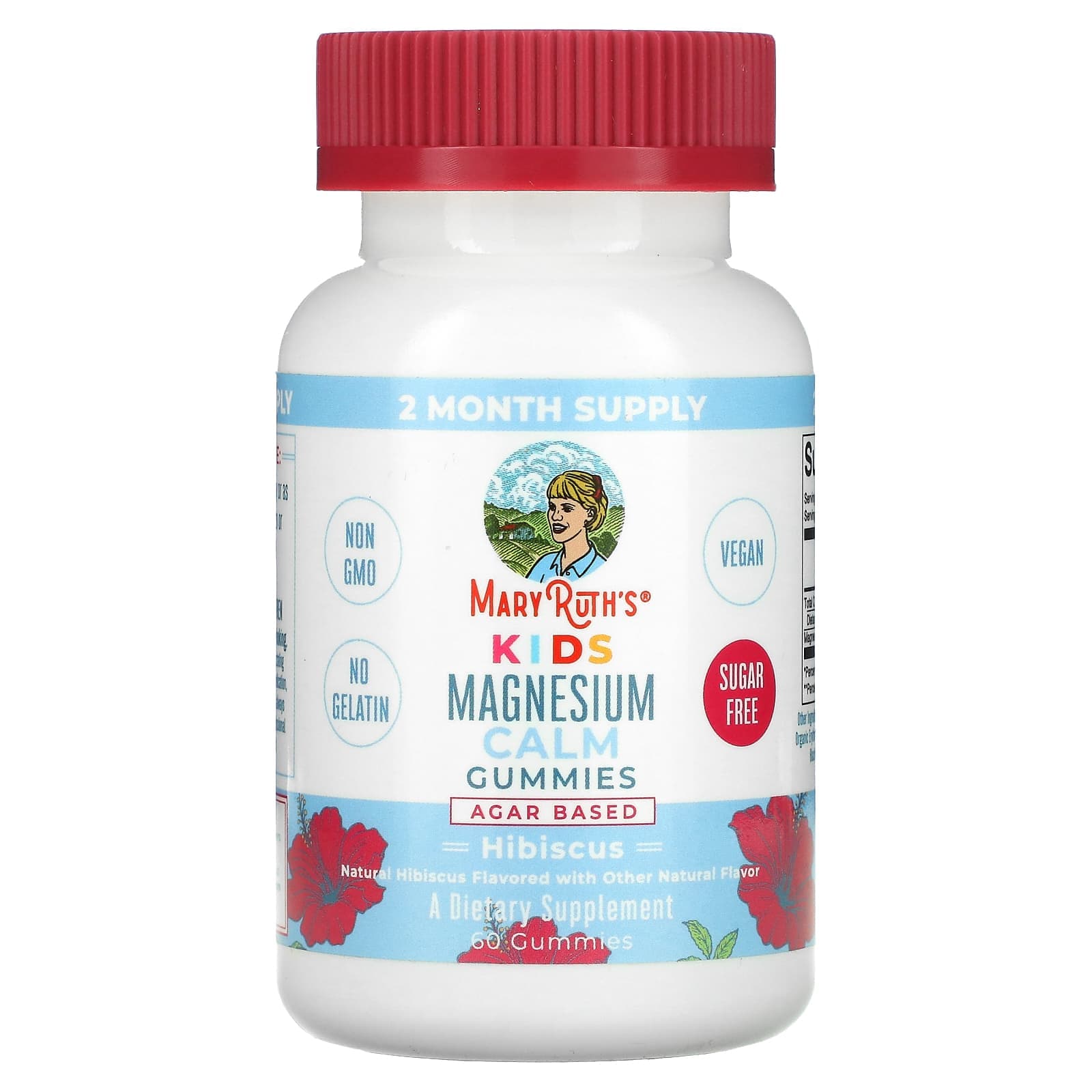 MaryRuth's, Magnesium Calm gummies for children, hibiscus, 60 gummies