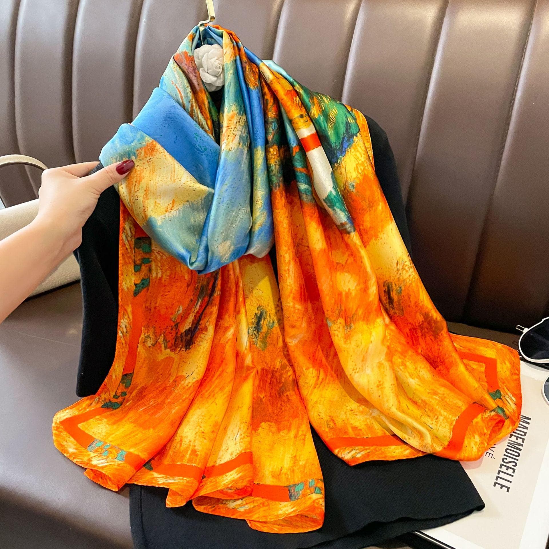 High-End Summer Silk Scarf - Long, Fashionable Sunscreen Shawl for Women 90x180