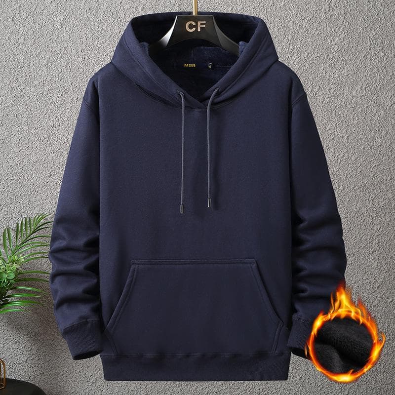 12XL 10XL Plus Size Hoodies Autumn Winter Thick Fleece Hoodie Male Big Size 12XL Hooded Pullover Solid Color Hoodies Men M navy blue