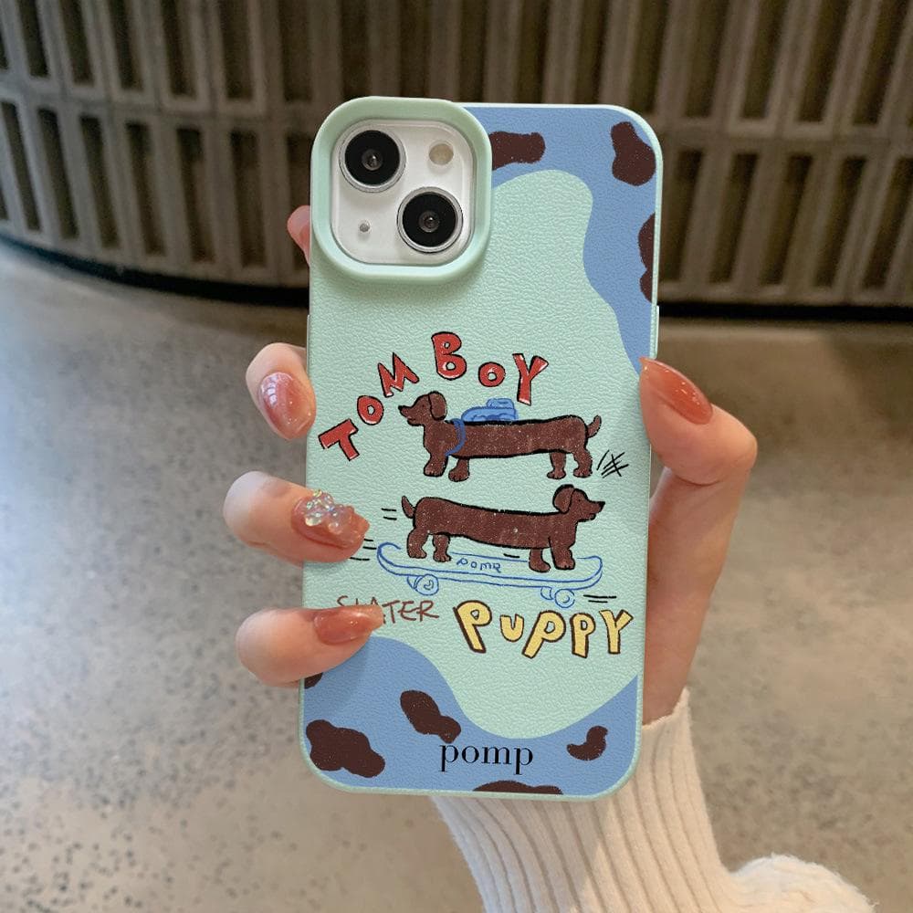 Skateboard Dachshund Dog Applicable To Apple 16 Mobile Case IPhone15/14plus13promax Cartoon Apple xs