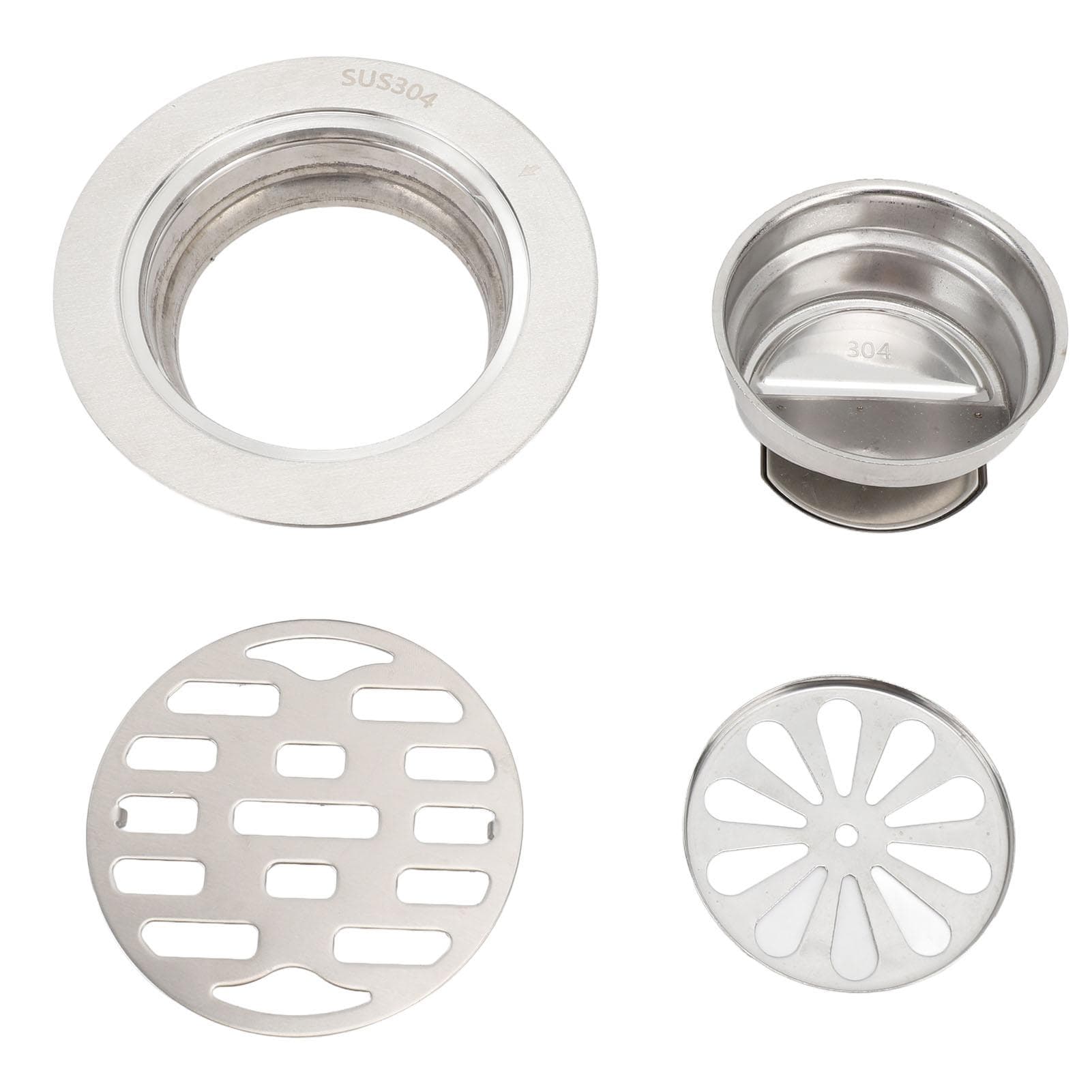 Round Floor Drain 3.9in Stainless Steel Odor Proof High Flow Anti Slip Shower Drain Kit for 75mm