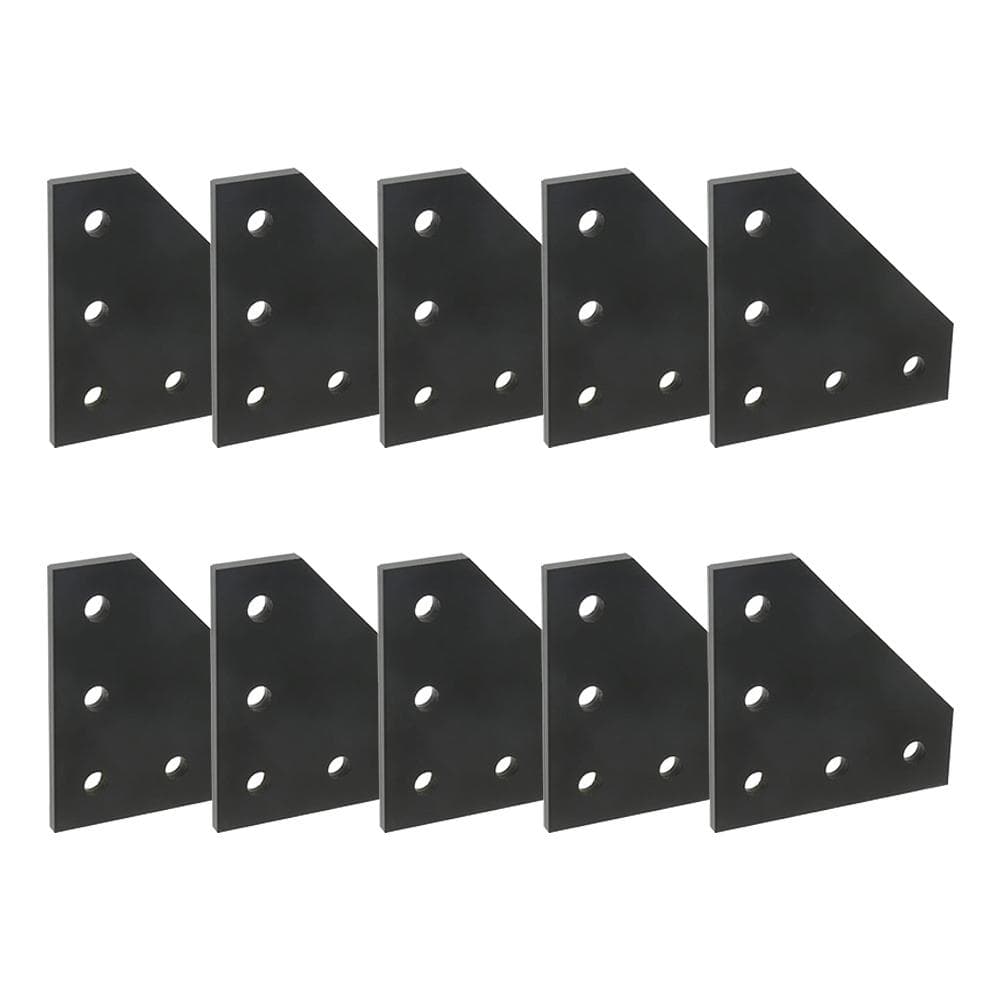3D Printer 90 Degree  60 x 60 x 4MM L type with 5 Hole Black Joining Plates for CNC 2020 V-slot Aluminum Profiles Pack of 10