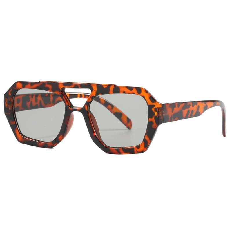 Retro Double Bridges Women's Sunglasses Big Frame Leopard Brown Gradient Luxury Designer Sun Glasses Men Shades