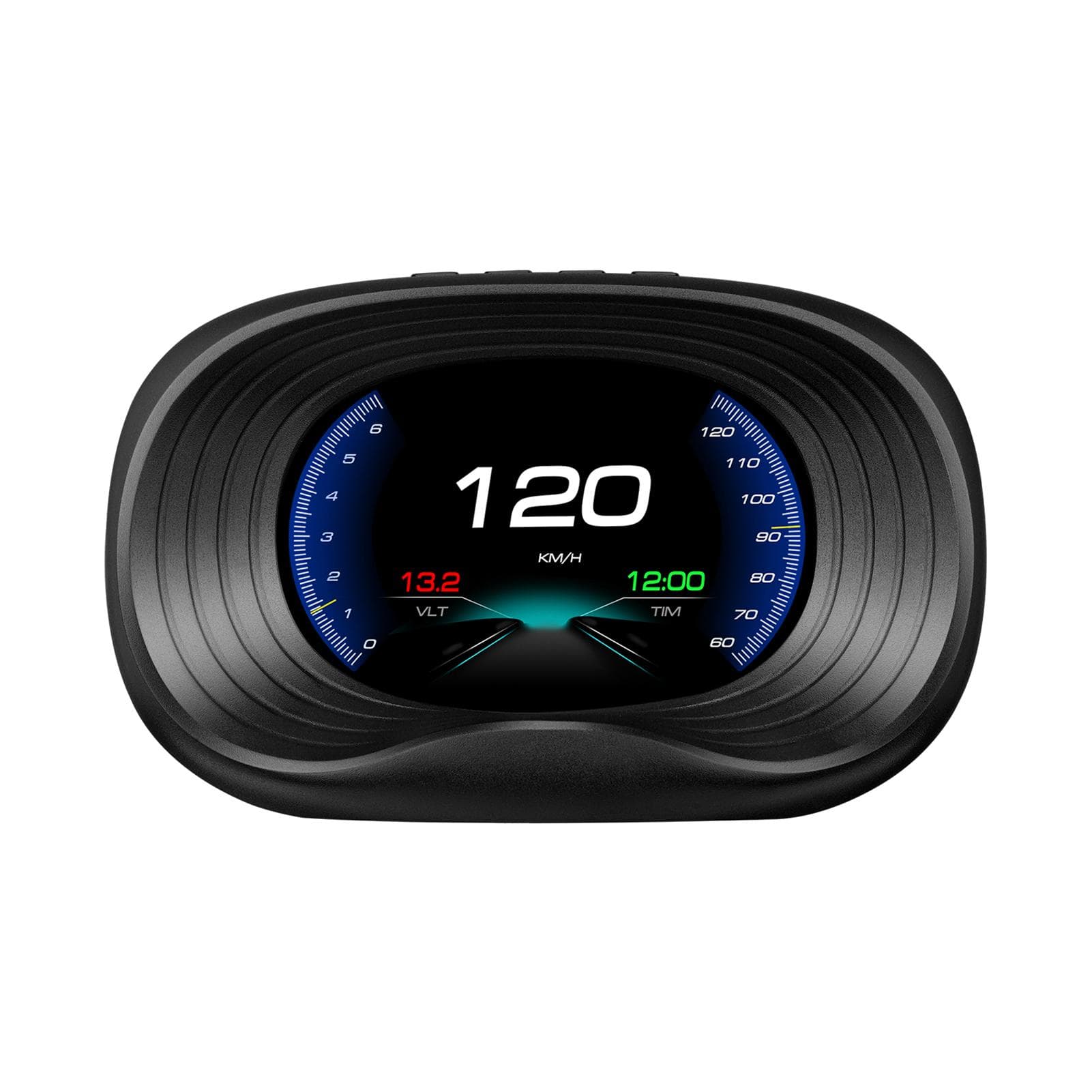 Digital OBDII Speedometer Car Head Up Display with OBD Interface Speed Voltage Single Mileage Clock black