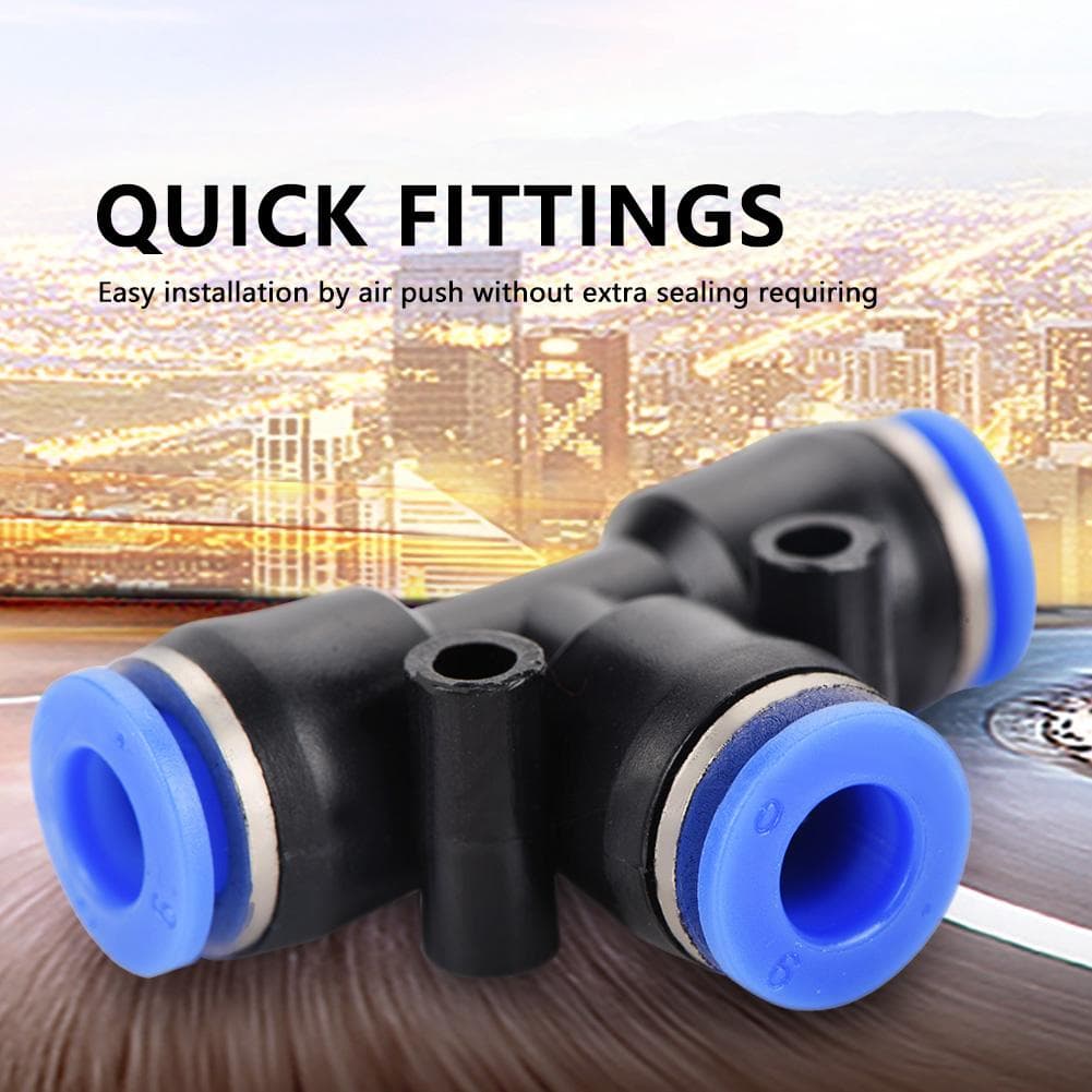 40Pcs 6mm Air Hose Pneumatic Push Connector Air Push Quick Fittings 4 Shape