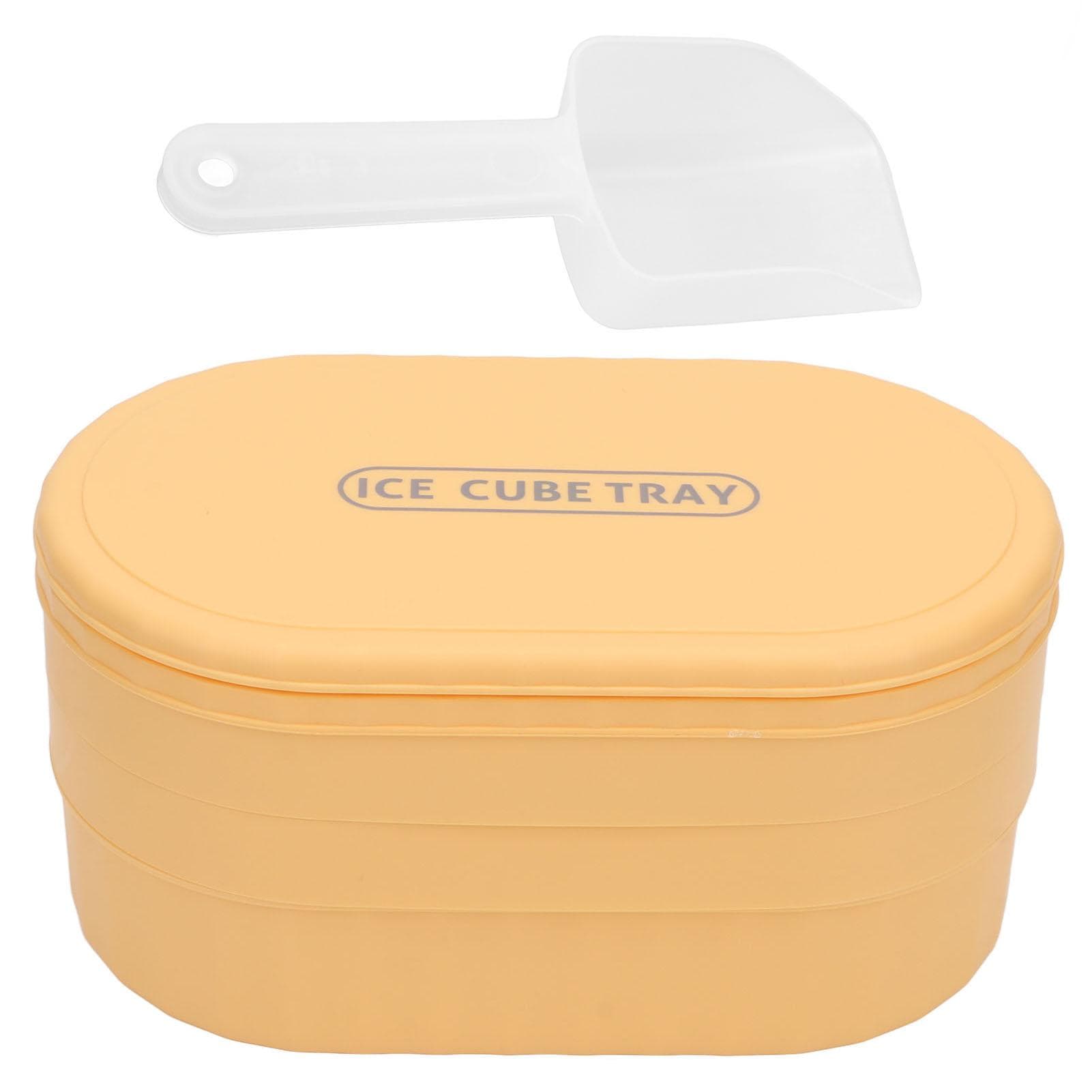 Ice Cube Tray 72 Cubes Storage Box Easy Press Large Capacity Food Grade with Lid for Home Bar Party L(for 6.5-9kg) yellow