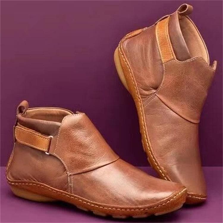 WTEMPO Fashion Women Boots Flats Waterproof Ankle Boots Ladies Comfortable Shoes Winter No Slip Booties Female Casual Shoes Woman 39 brown