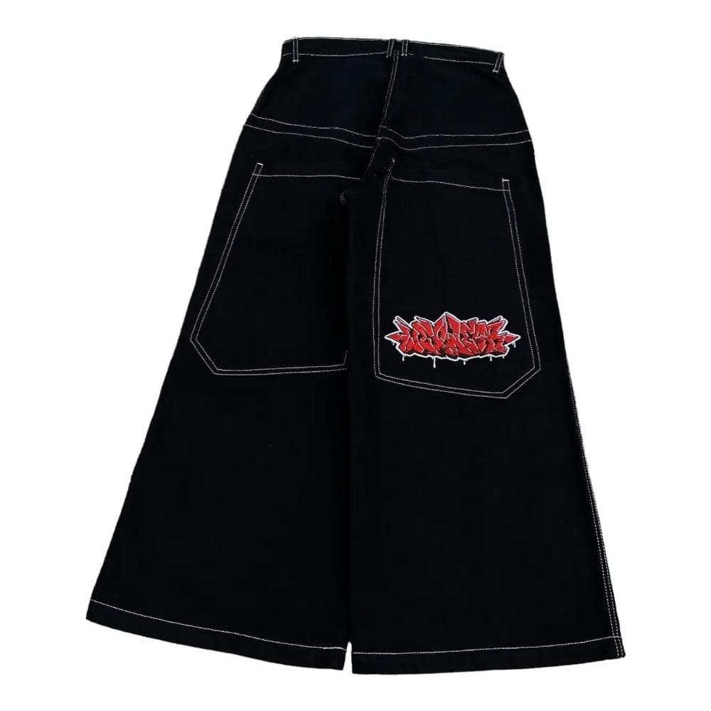 RogueWave Hip Hop Y2k New Color Wexwear Embroidered Baggy Jeans Streetwear Jeans Men Women High Waist Wide Trouser Harajuku Black Pants S