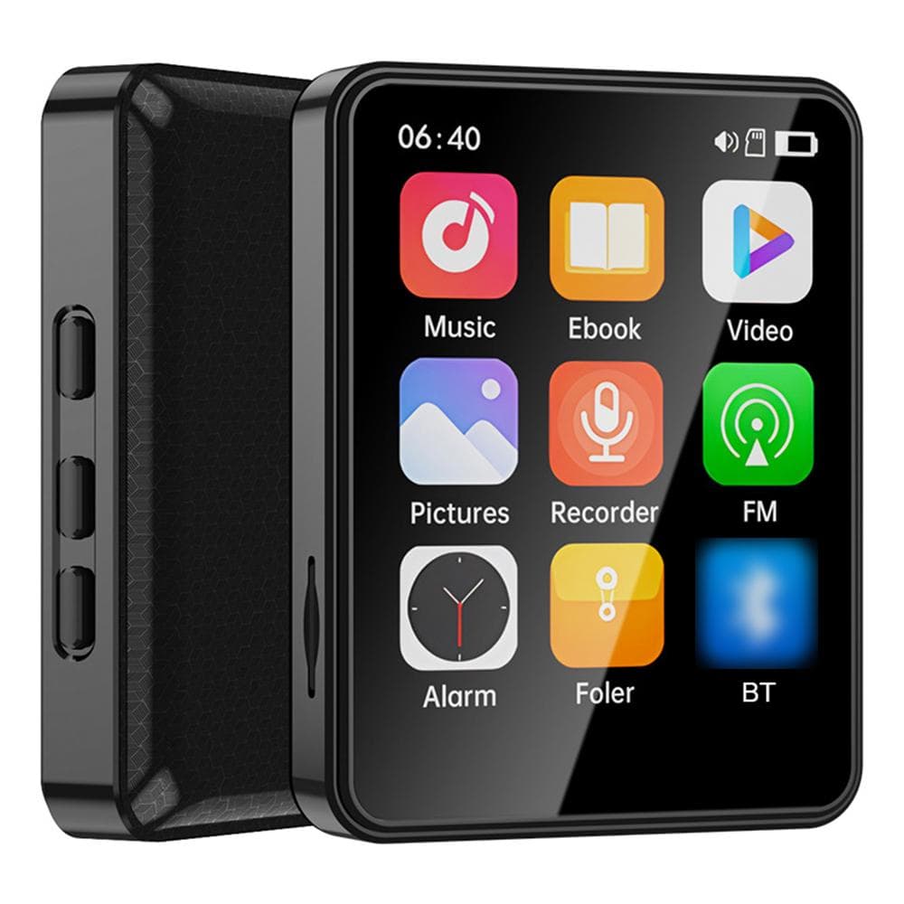 MP3 & MP4 Player with Speaker 2.4 Inch Full Touch Screen BT with Built-in Speaker and TF Card 8GB black