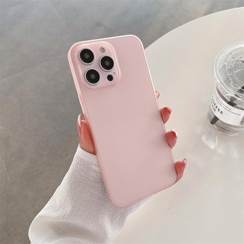 Suitable for IPhone16proMax Ultra-thin Pc Phone Case, Apple 15 Simple Semi-transparent Hard Shell 14pro Protective Case iPhone12promax pink