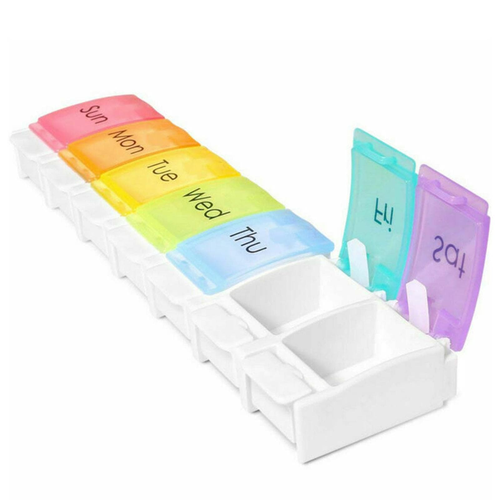 Pill Organizer for Travel Weekly Pill Box 7 Day Pill Case Daily Medicine Organizer 7 Compartments multicolour