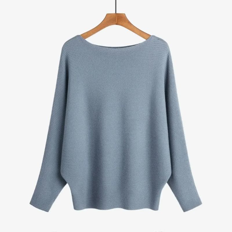 Autumn Batwing Long Sleeve Knitted Sweater Casual Slash Neck Solid Warm Pullover Fashion 18 Colors Loose Jumpers Tops 29626 One Size stem