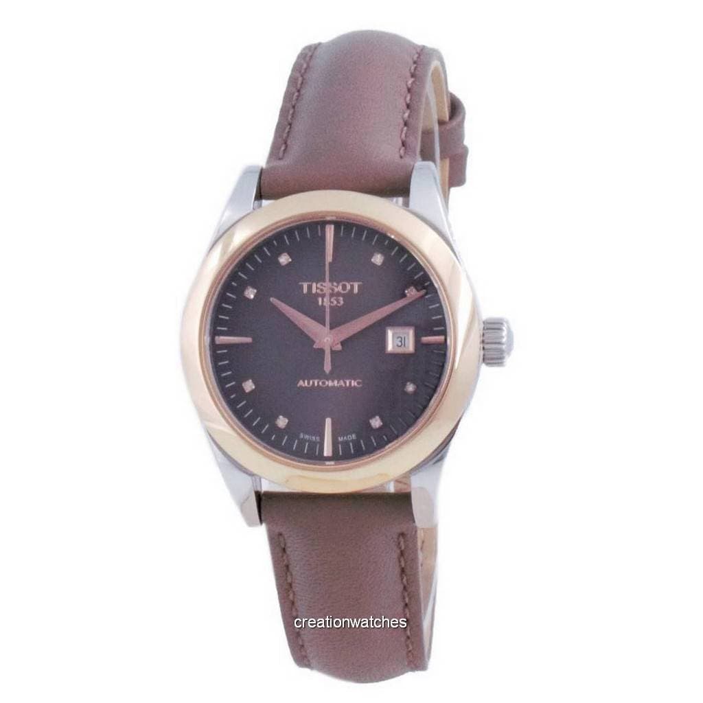 Tissot T-My Lady 18K Gold Diamond Accents Automatic T930.007.46.296.00 T9300074629600 Women's Watch brown