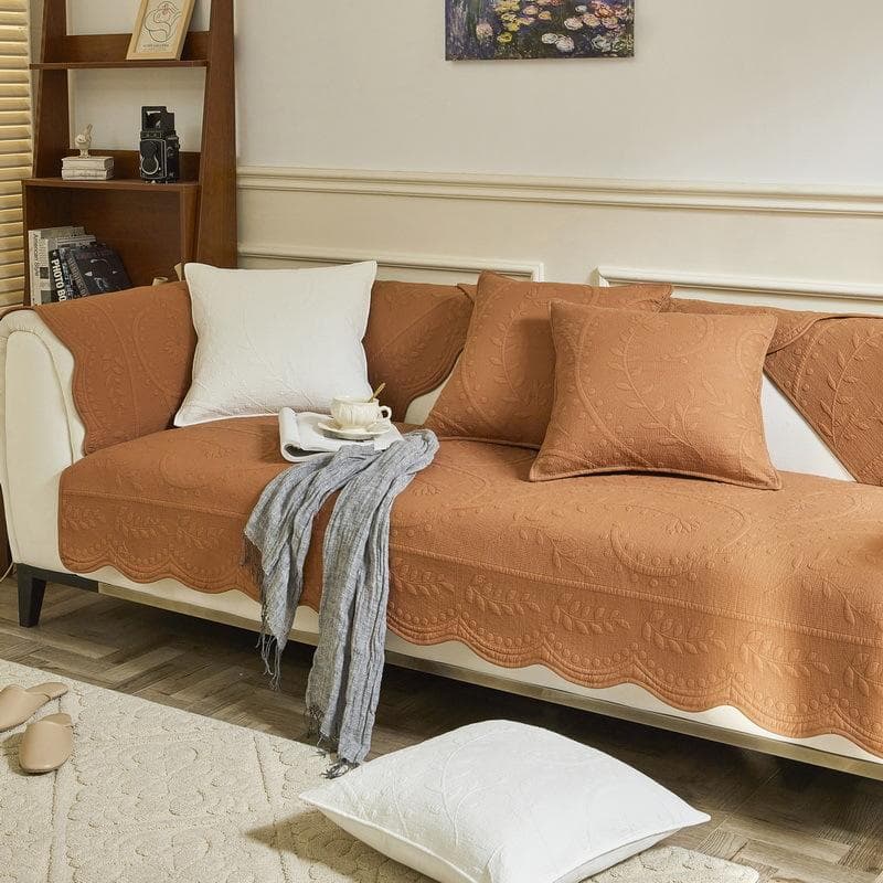 Advanced All Cotton All-season Universal Sofa Mat Retro Embroidered Lace Seat Cushion Comfortable Non Slip Breathable Sofa Cloth 70x70cm 1pcs