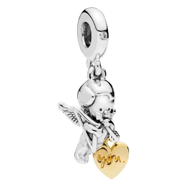 New Golden S925 Sterling Silver Firefly Heart Cross Elk Yellow Gold Pendant Beads Fit Original Bracelet DIY Women Jewelry
