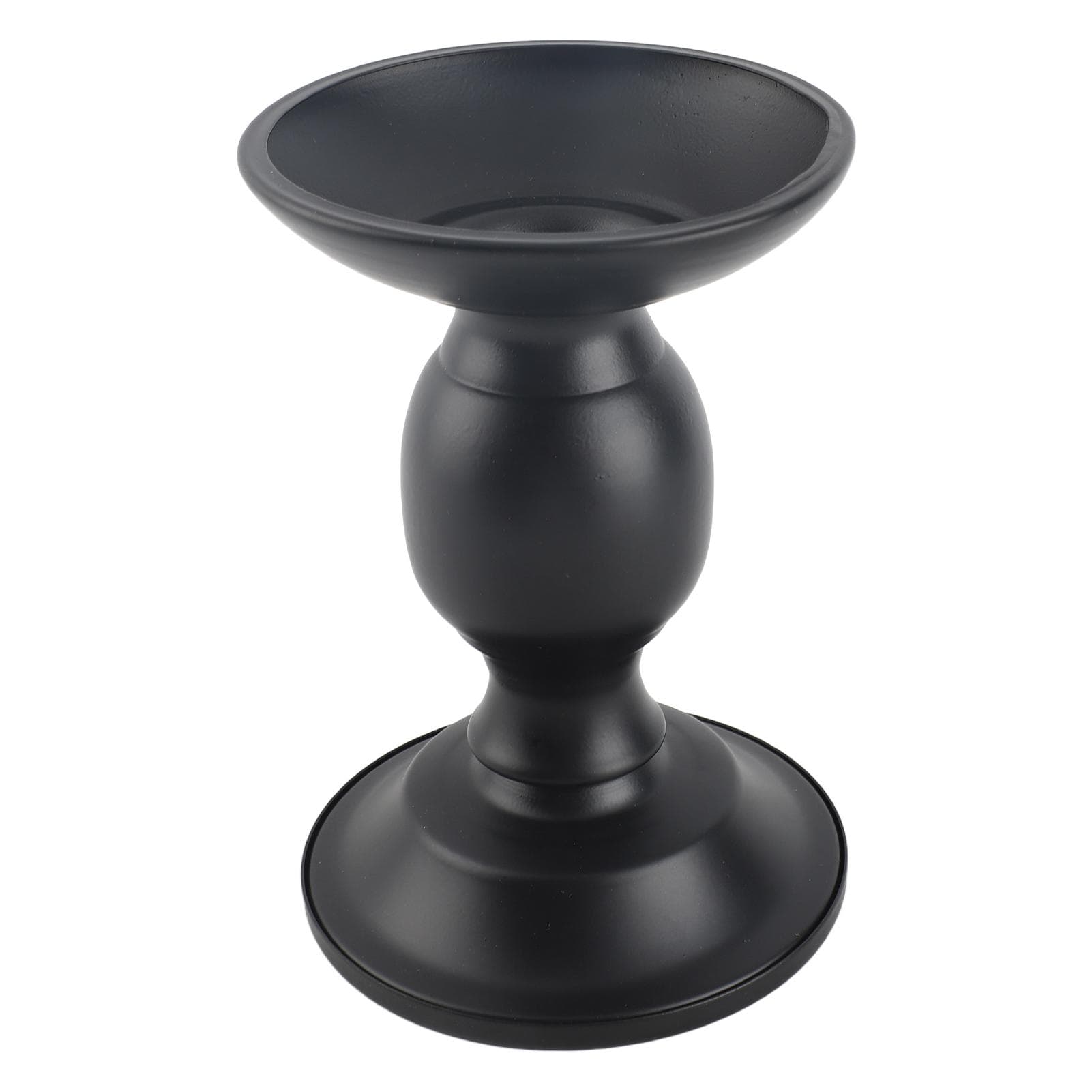 Pillar Candle Holder Rustproof Black Metal Iron Matte Pillar Candle Holder Ornament Dining Table