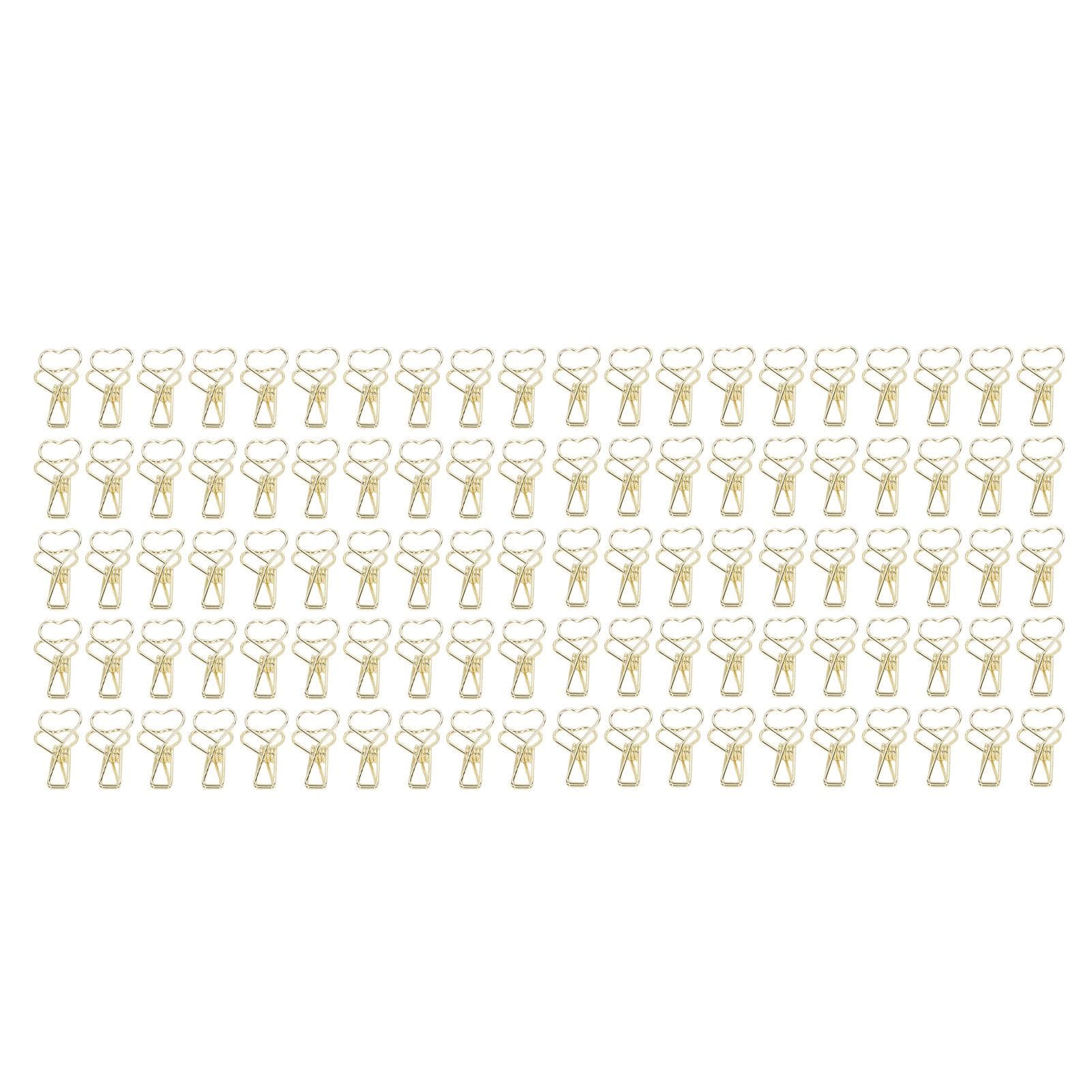 100pcs Binder Clips Heart Style Long Tail Shape Metal Iron Hollow Design Mini Fun Binder Clips for gold