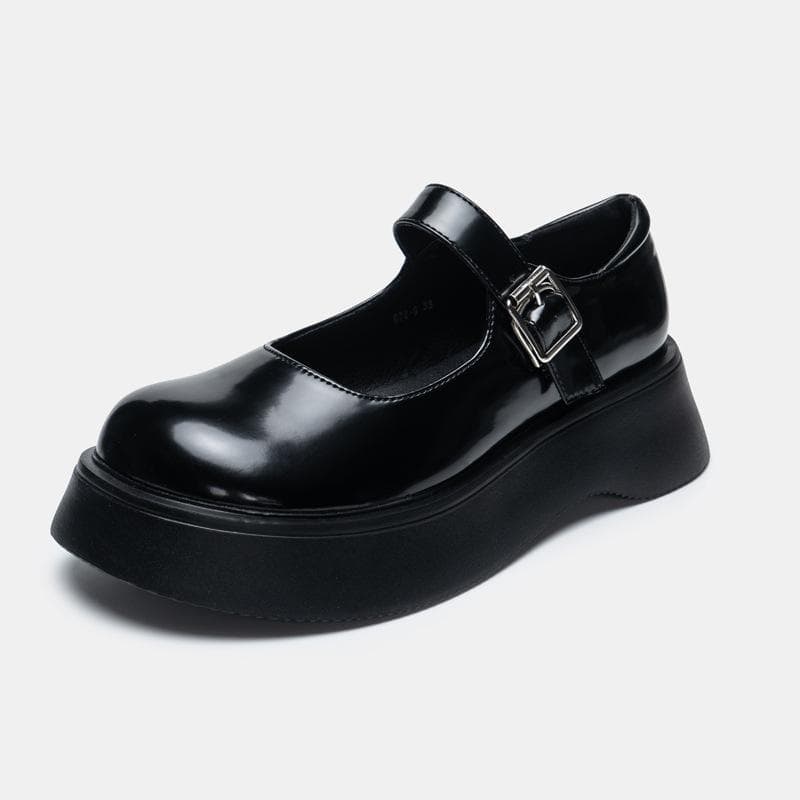 New Mary Jane Thick-soled Big-toed Shoes Women's Singles Shoes College Wind Small Leather Shoes Korean Version Trendy Women's Platform Shoes Women 39 black