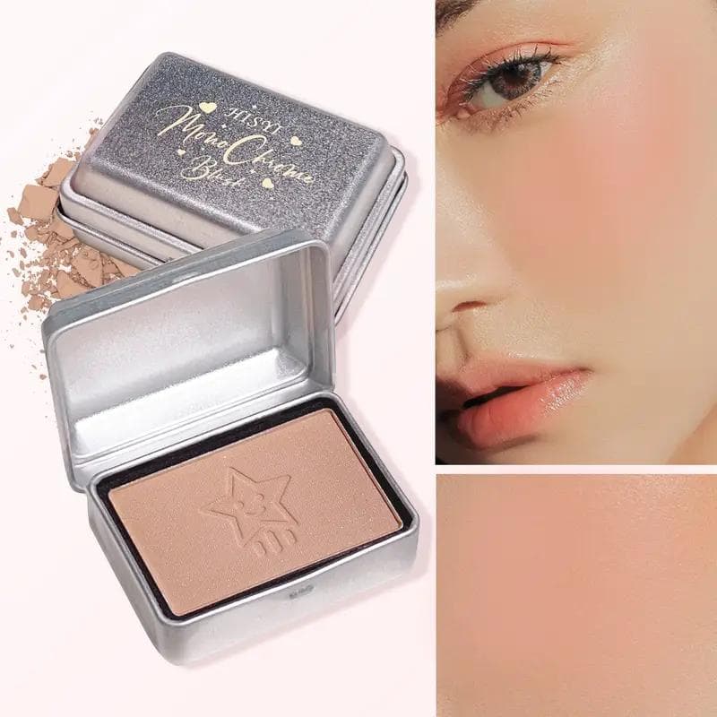 Water-Resistant Silky Matte Blush Powder | 4-Color Options | Compact Iron Box Design | Long-Lasting Flawless Skin Tone Enhancement 03