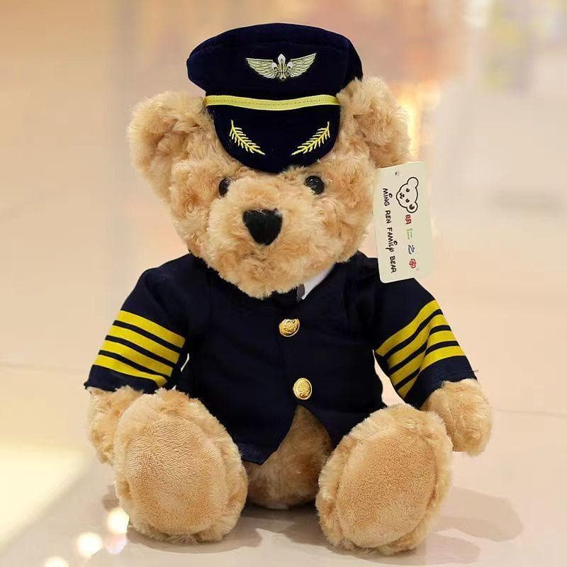 25cm Children's Toy Captain Bear Doll Uniform Police Bear Stuffed Toy Aviation Pilot Doll Stewardess Bear Doll