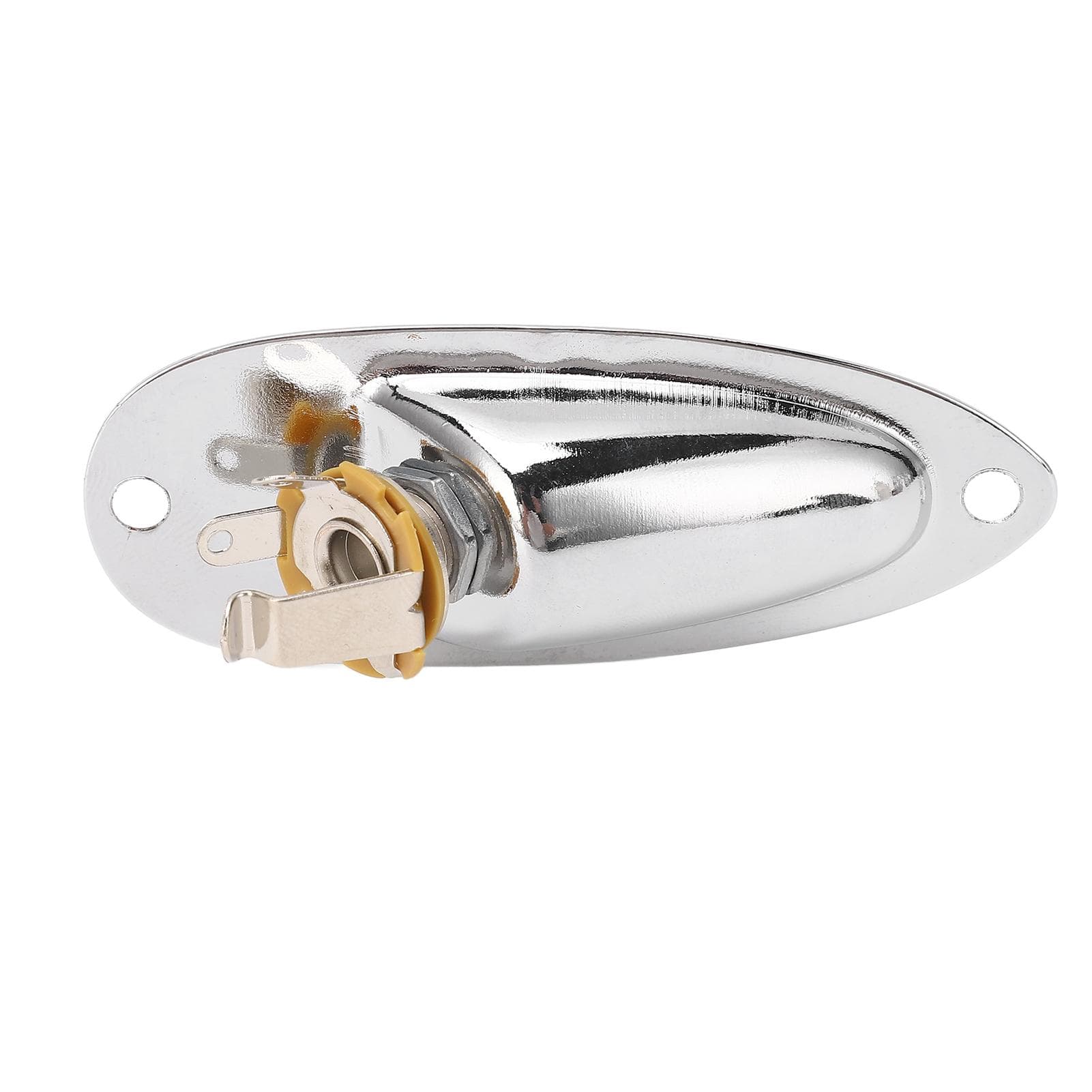 Guitar Input Jack Boat Style 6.35mm Metal Electric Guitar Input Output Socket with 2 String silver