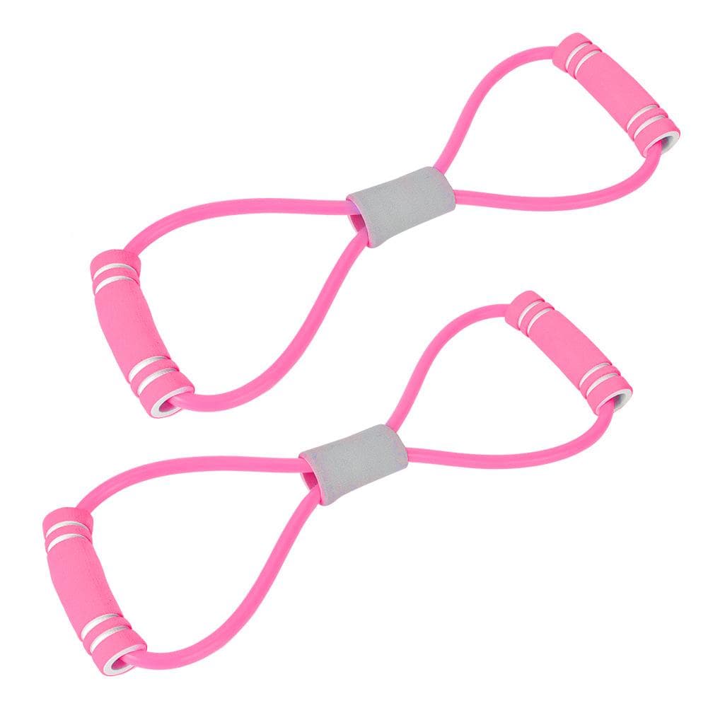 2Pcs 8Shaped Pull Rope Chest Expander Elasticity Belt Stretching Strap Yoga Fitness Equipmentpink