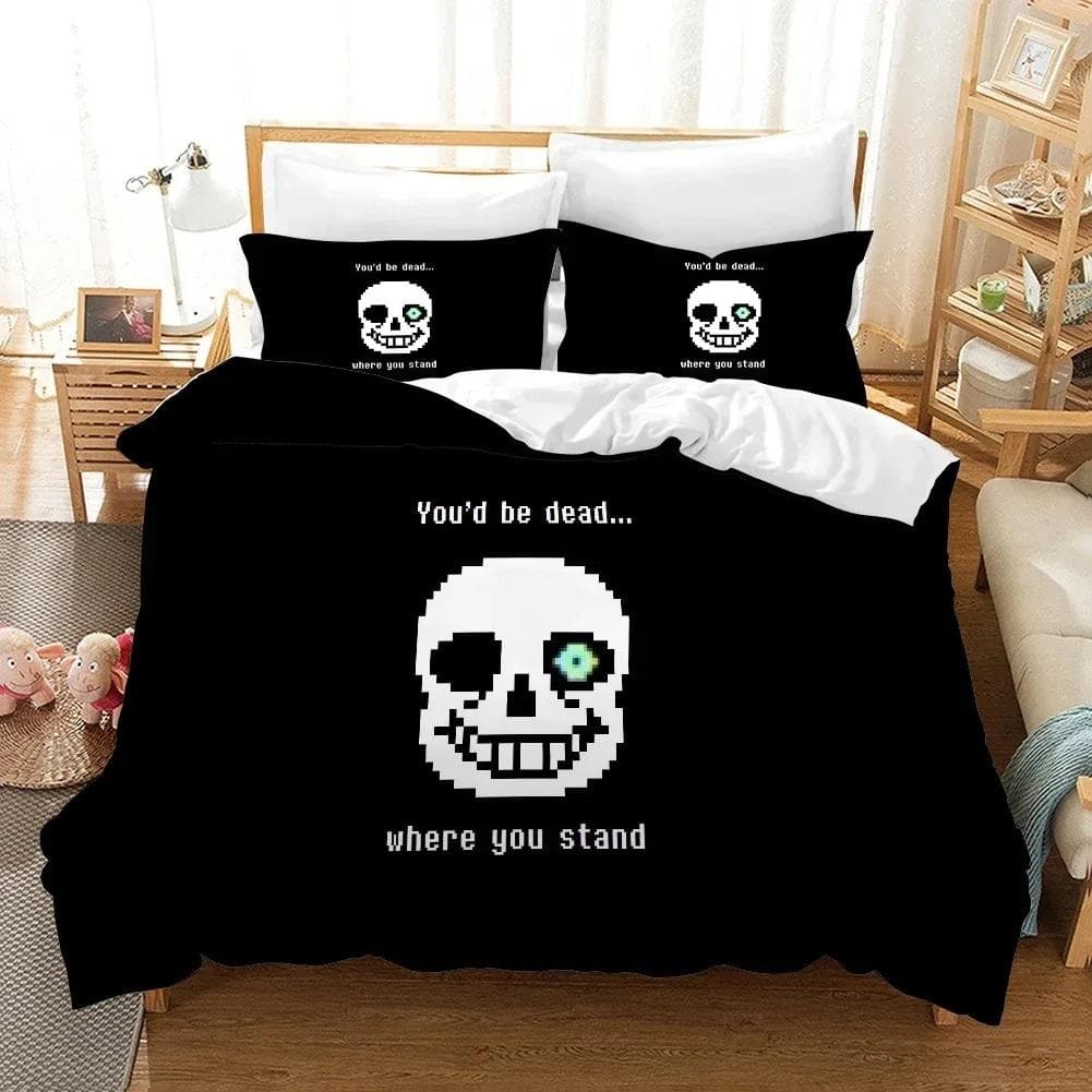 3D Printed Undertale Game Frisk Sans Papyrus Bedding Set Boys Girls Twin Queen Size Duvet Cover Pillowcase Bed Kids Adult AU Single 140x210cm