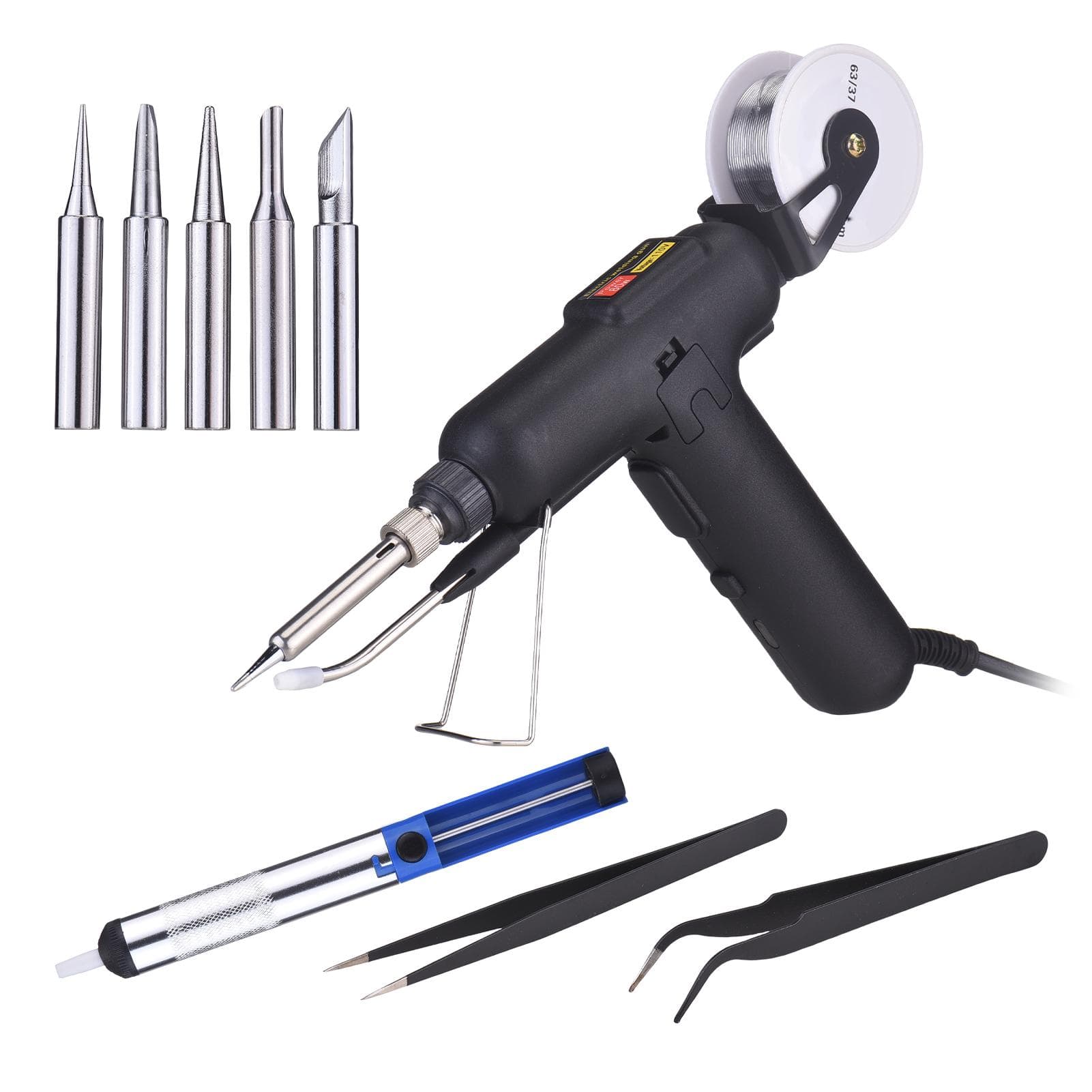 Soldering Iron Kit, Handheld Automatic Soldering Gun Welding Tool with Desoldering Pump, Tweezers