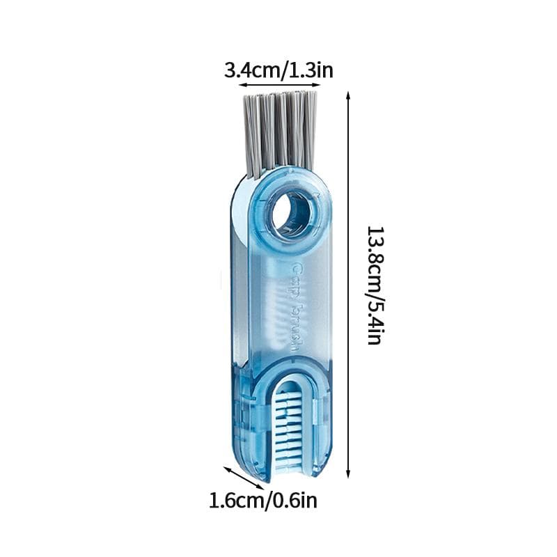 3 In 1 Portable Bottle Cup Lid Brush Multifunctional Bottle Gap Cleaner Brushes Mini Silicone Rotatable Groove Gap Cleaning Tool blue